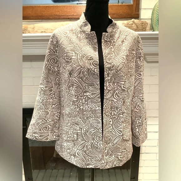 #173 Gorgeous Chicos Cotton Button Front Jacket/Blazer Size 1 Medium - Picture 2 of 11